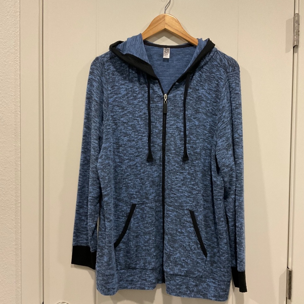 Avenue Jacket Hoodie Zipper Front Blue Black Size 14/16